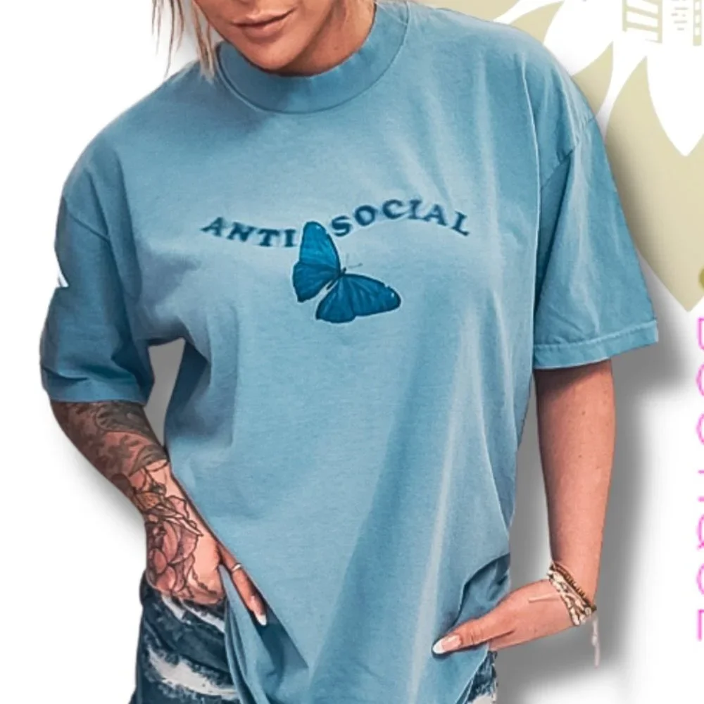 Antisocial Butterfly Oversized Tee - Picture 1 of 3